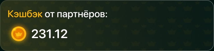 Кэшбэк от партнёров — 231,12 золотых монет